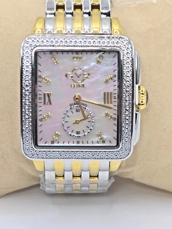 GV2 by Gevril Bari Tortoise Swiss Quartz Diamond Two Tone Bracelet Watch Limited